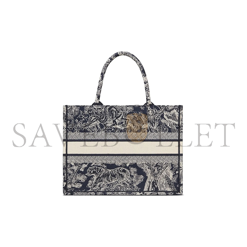 DIOR CANVAS EMBROIDERED MEDIUM DIORIVIERA TOILE DE JOUY BOOK TOTE BLUE M1296ZRGO-M928 (36*27*17cm) 